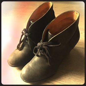 Clark’s black leather heel booties